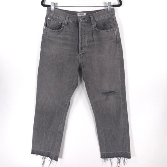 AGOLDE Riley Slim Twisted Grey Button Fly Distressed A056-842 USA MADE Size 30